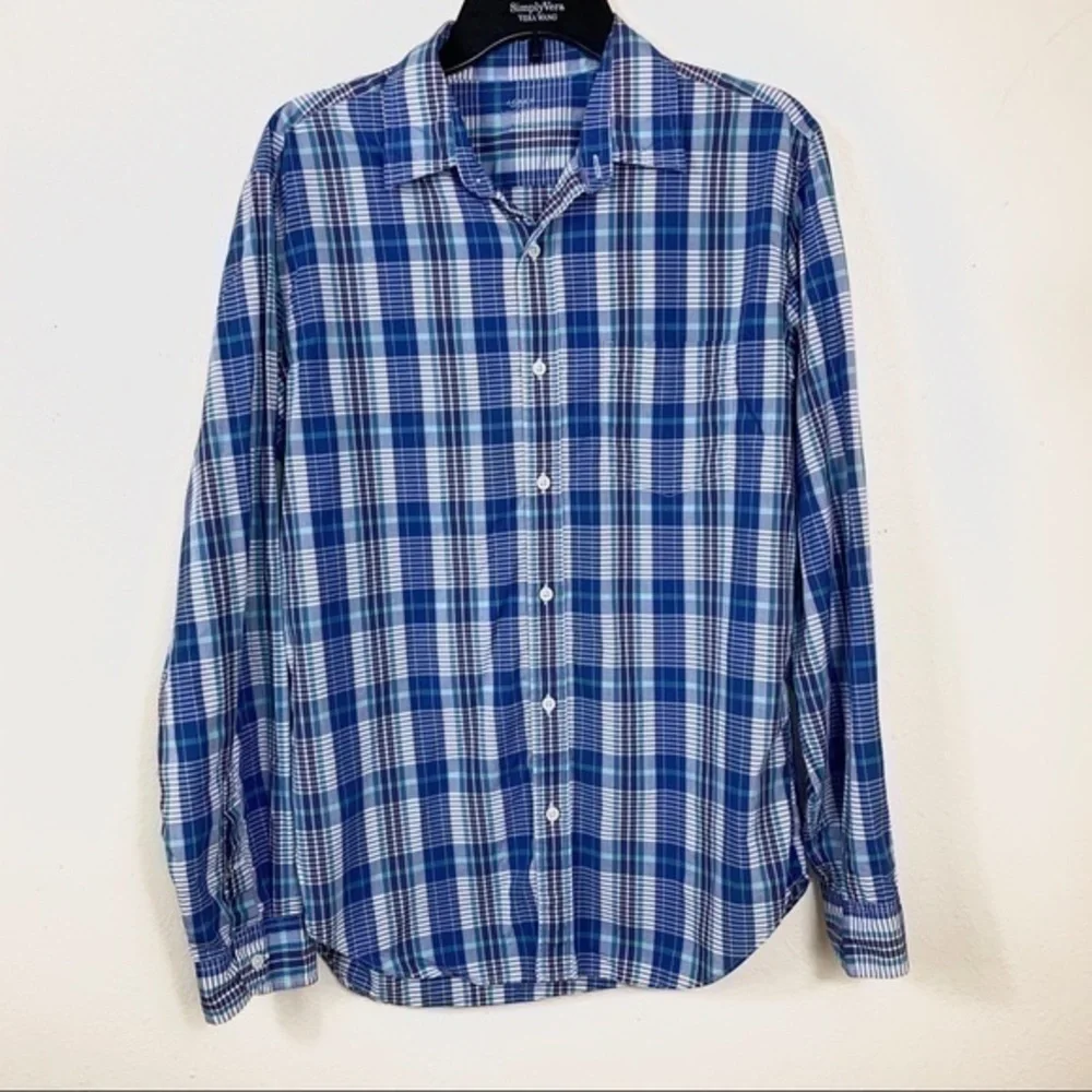 J.Crew plaid casual shirt blue size M